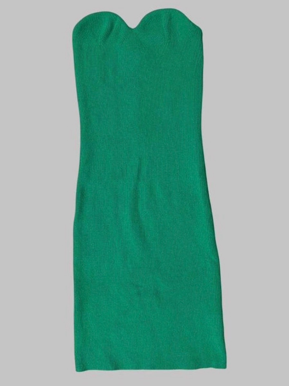 Princess Polly Green Ribbed Strapless Tube Knit Mini Dress